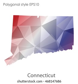 Connecticut state map in geometric polygonal style.Abstract gems triangle,modern design background. Vector illustration EPS10