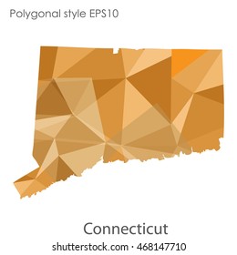 Connecticut state map in geometric polygonal style.Abstract gems triangle,modern design background. Vector illustration EPS10