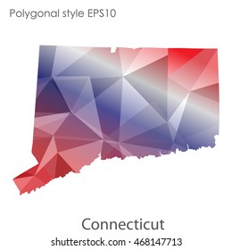 Connecticut state map in geometric polygonal style.Abstract gems triangle,modern design background. Vector illustration EPS10