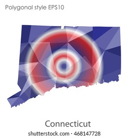 Connecticut state map in geometric polygonal style.Abstract gems triangle,modern design background. Vector illustration EPS10