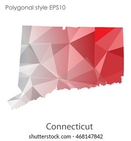 Connecticut state map in geometric polygonal style.Abstract gems triangle,modern design background. Vector illustration EPS10