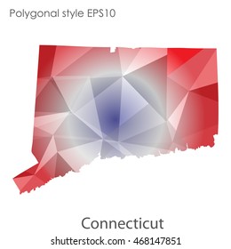 Connecticut state map in geometric polygonal style.Abstract gems triangle,modern design background. Vector illustration EPS10