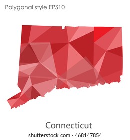 Connecticut state map in geometric polygonal style.Abstract gems triangle,modern design background. Vector illustration EPS10