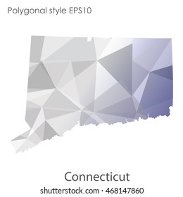 Connecticut state map in geometric polygonal style.Abstract gems triangle,modern design background. Vector illustration EPS10