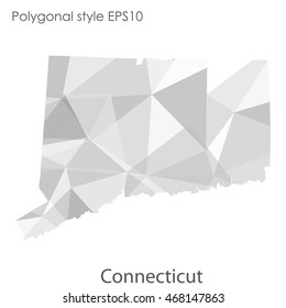 Connecticut state map in geometric polygonal style.Abstract gems triangle,modern design background. Vector illustration EPS10