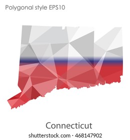 Connecticut state map in geometric polygonal style.Abstract gems triangle,modern design background. Vector illustration EPS10