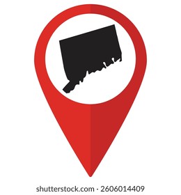 Connecticut  state map. Map of Connecticut  state on map pinpoint in red color