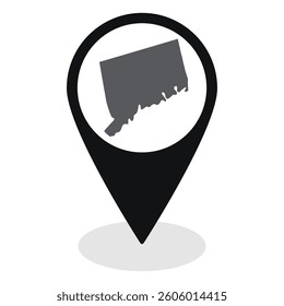 Connecticut  state map. Map of Connecticut  state on map pinpoint in black color