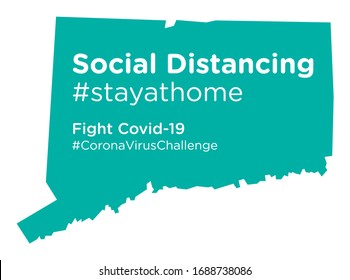 Connecticut state map with Social Distancing stayathome tag