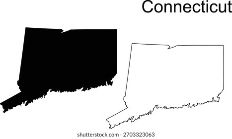 Connecticut State Outline and Solid Silhouette with Text image photo