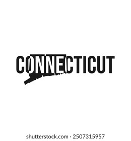 connecticut state symbol, map icon with vector silhouette