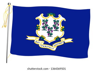 The Connecticut State US state flag set against against a white background.