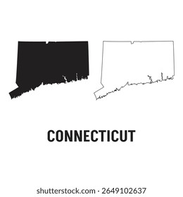 Estado de Connecticut dos EUA. Bandeira de Connecticut e território. Território dos Estados Unidos sobre fundo branco. Estados separados. Ilustração vetorial