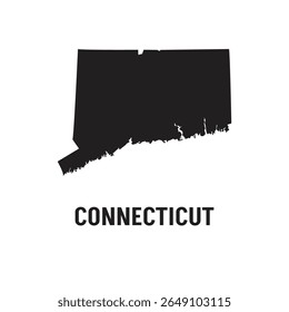 Estado de Connecticut dos EUA. Bandeira de Connecticut e território. Território dos Estados Unidos sobre fundo branco. Estados separados. Ilustração vetorial