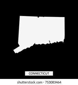 Connecticut state of USA map vector outline illustration in black background