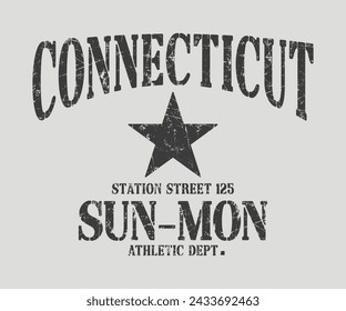 Connecticut Sun-Mon with slogan editable girls tee shirt hoodie vector