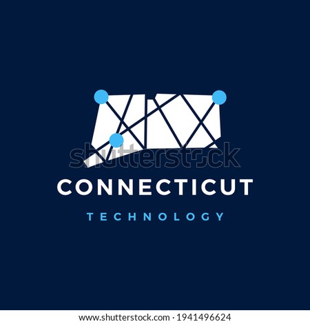 connecticut technology connection geometric polygonal logo vector icon illustration