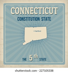 Connecticut travel vintage grunge poster, vector illustration