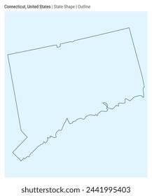 Connecticut, Estados Unidos. Mapa vectorial simple. Forma Estado. Estilo de esquema. Frontera de Connecticut. Ilustración vectorial.