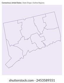 Connecticut, Estados Unidos. Mapa de Vector simple. Forma Estado. Estilo de regiones de esquema. Frontera de Connecticut. Ilustración vectorial.