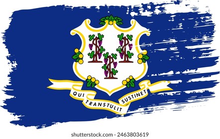 Connecticut US flag, wide brush stroke on transparent background, vector.