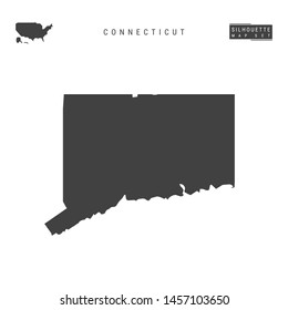 Connecticut US State Blank Vector Map Isolated on White Background. High-Detailed Black Silhouette Map of Connecticut.
