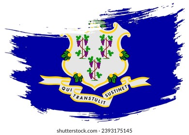 Connecticut US State brush stroke flag vector background. Hand drawn grunge style painted isolated banner.