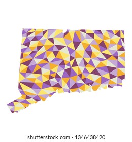 Connecticut U.S. state polygonal map background  low poly style yellow, orange, blue, purple colors  vector illustration eps

