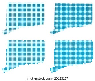 Connecticut (USA) map mosaic set. Isolated on white background.