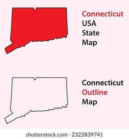 connecticut usa state map vector