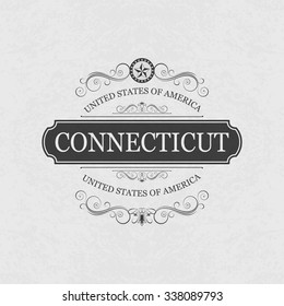 Connecticut USA State.Vintage frame.