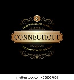 Connecticut USA State.Vintage frame.