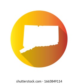 Connecticut, USA Symbol Map Icon Round. Flat Vector Art Design with Shadow. Gradient Color Banner.