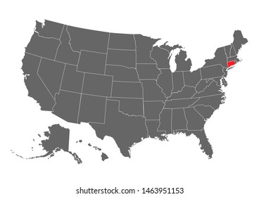 Connecticut vector map silhouette. High detailed illustration. United state of America country