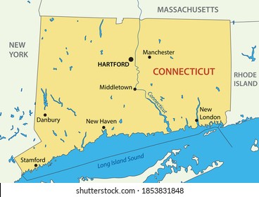 Connecticut Vector Map State Usa Stock Vector (Royalty Free) 1853831848 ...