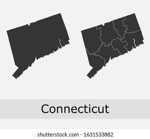 Connecticut vector maps counties, townships, regions, municipalities, departments, borders