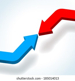 Connecting 3D blue and red graph arrows