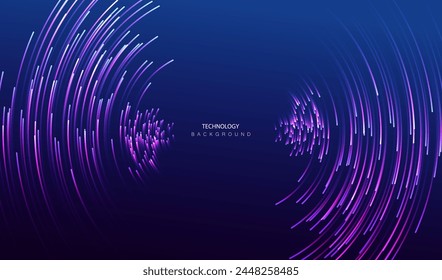 Connecting ai background. Futuristic technology circle glowing concept. Digital round network vector design. Stream wi-fi signal big data internet texture.