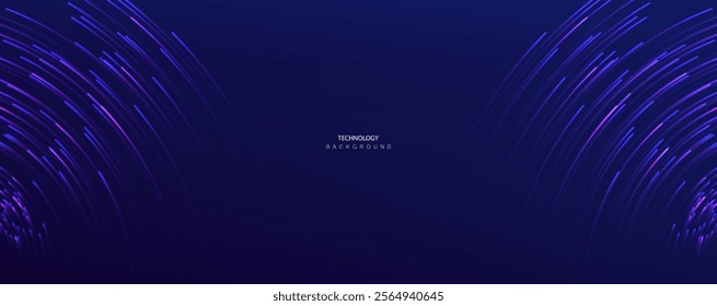 Connecting ai banner background. Futuristic technology circular glowing concept. Digital round network vector design. Stream wi-fi signal big data internet texture.