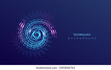 Connecting background. Futuristic technology circle glowing concept. Digital round network vector design. Stream big data internet texture.	
