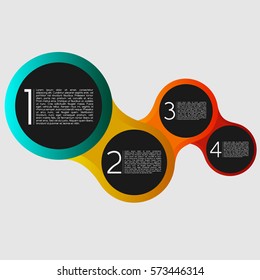 Connecting Big Beveled Circles, Black Inside, Modern Design Layout | EPS10 Vector