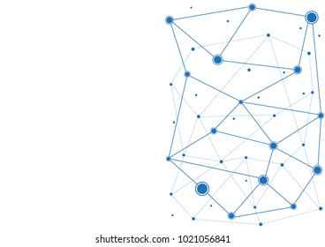 Connecting blue dots technology digital for global web white abstract background.