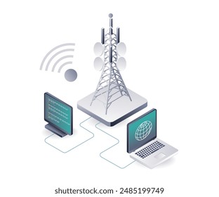 Anschluss von Tower-Netzwerken für die Technologie von Informationen und Daten