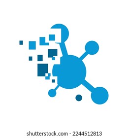 Conectando puntos conectados logotipo tecnología ilustración vectorial de diseño inspiraciones de laboratorio
