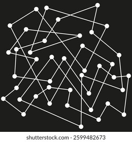 Connecting dot mesh. White line network. Abstract black background. Vector modern diagram.