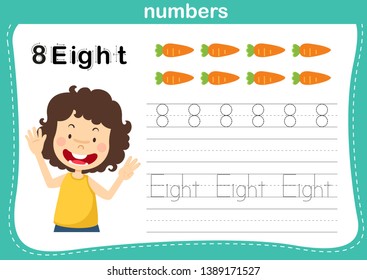 Connecting dot and printable numbers exercise for preschool and kindergarten kids illustration, vector