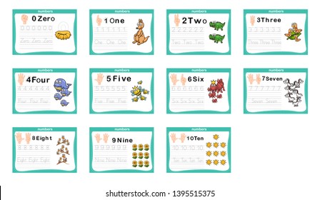 Connecting dot and printable numbers exercise for preschool and kindergarten kids illustration, vector