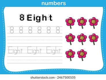 Connecting dot and printable numbers exercise for preschool and kindergarten kids illustration vector