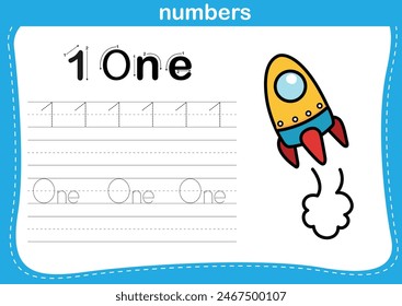 Connecting dot and printable numbers exercise for preschool and kindergarten kids illustration vector