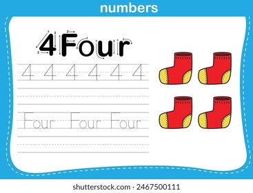 Connecting dot and printable numbers exercise for preschool and kindergarten kids illustration vector